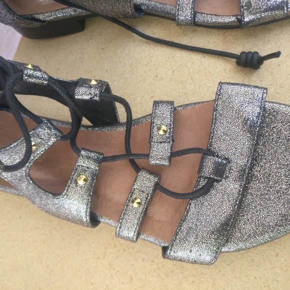 Leathersandal Free People Crinkled Leather padded Gladiator wrap Sandal 37/6us - Picture 9 of 9